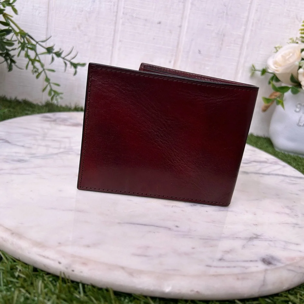 Bosca Leather Card Holde -BOSCA $185 DOLCE ITALIA Italian Made Color: Dark Brown
